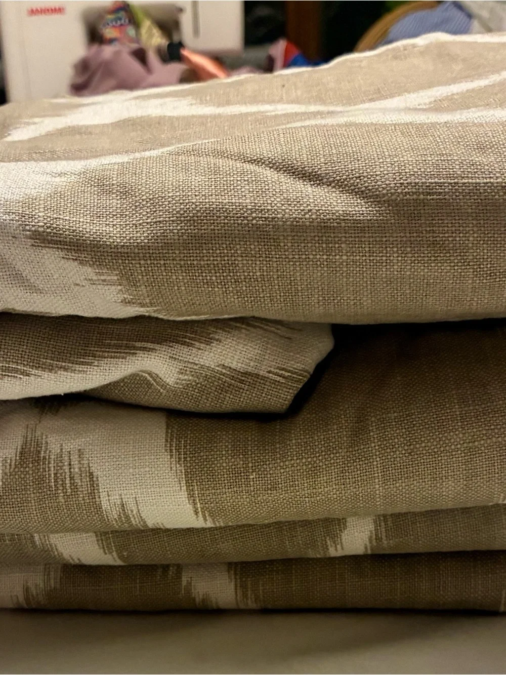 West Elm Ikat Ogee Linen Curtains - Taupe/Cream 48